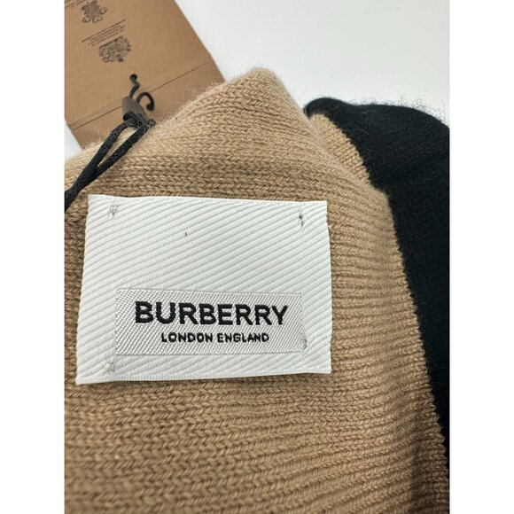 Burberry Unisex Logo Core Cashmere Beanie Beige/Black One Size - Picture 4 of 9